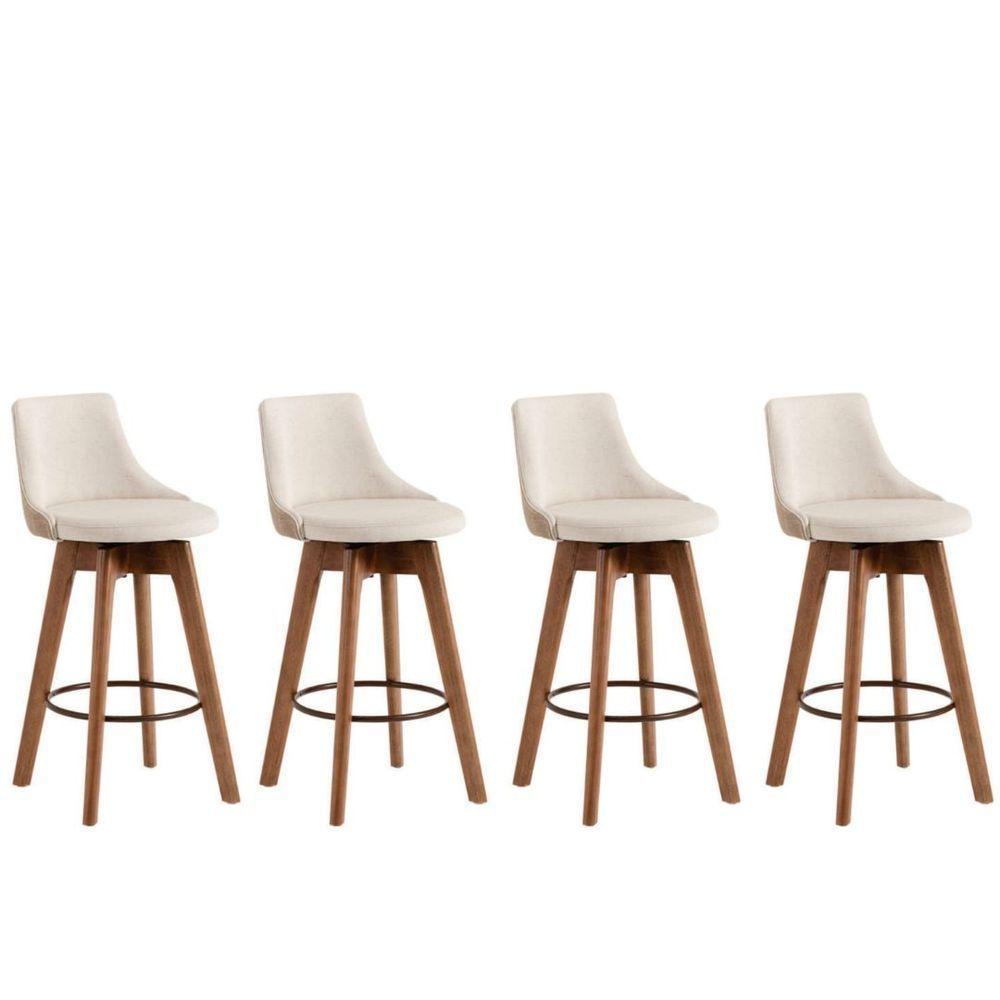 Kit 4 Banquetas Gourmet Para Cozinha Ou Bancada Bege Claro - 1