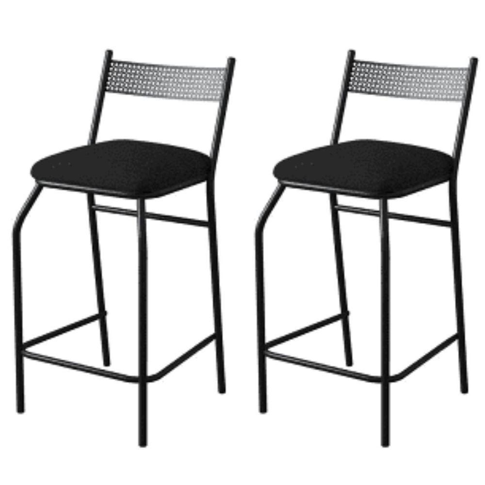 Kit 2 Banquetas Gourmet Para Bancada Ou Cozinha Ibiza Preto - 1