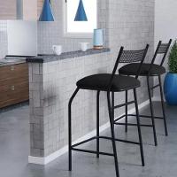 Kit 2 Banquetas Gourmet Para Bancada Ou Cozinha Ibiza Preto