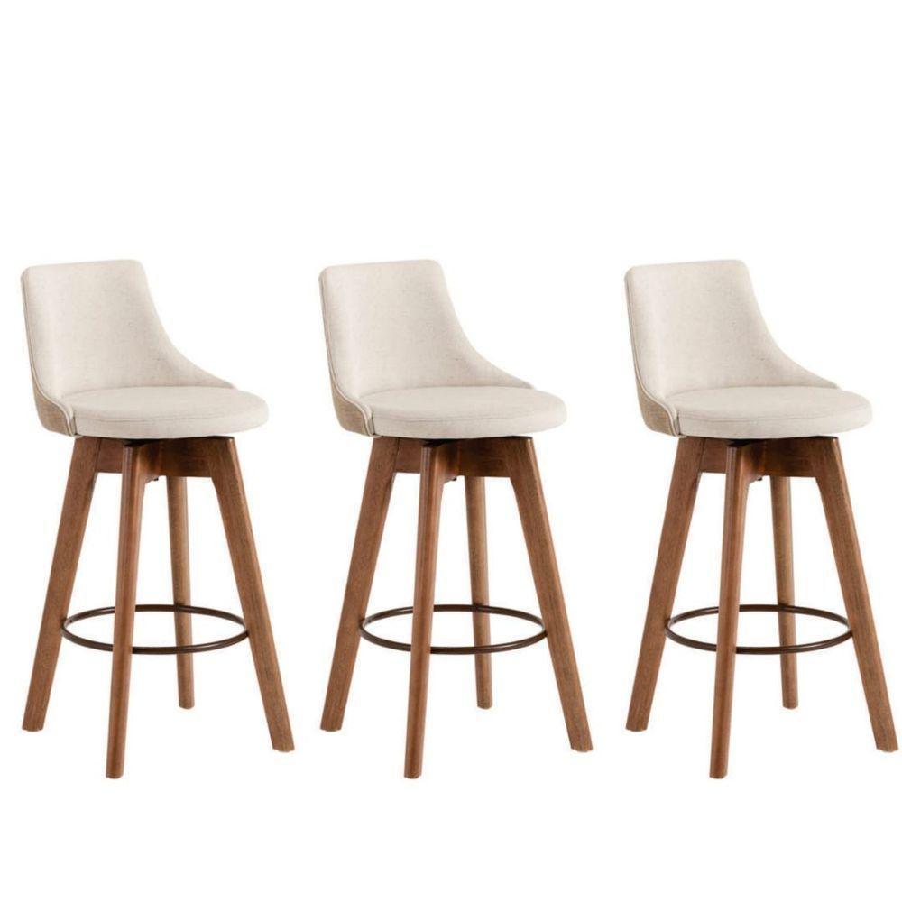 Kit 3 Banquetas Gourmet Para Cozinha Ou Bancada Bege Claro - 1