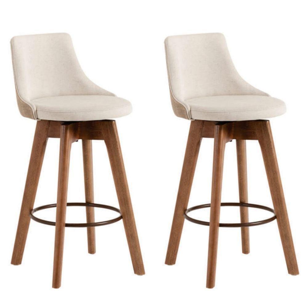 Kit 2 Banquetas Gourmet Para Cozinha Ou Bancada Bege Claro - 1