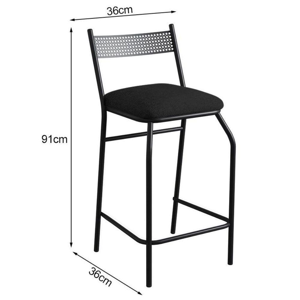 Kit 4 Banquetas Gourmet Para Bancada Ou Cozinha Ibiza Preto - 5
