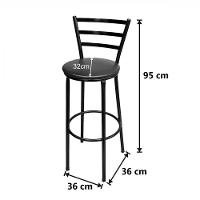 Banqueta Alta Preta Com Encosto Liso Preto Assento Preto