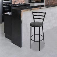 Banqueta Alta Preta Com Encosto Liso Preto Assento Preto - 5