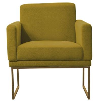 Poltrona Decorativa Juliette Suede Com Armação Dourada Metal