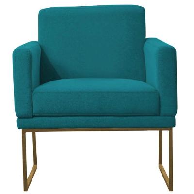 Poltrona Decorativa Juliette Suede Com Armação Dourada Metal