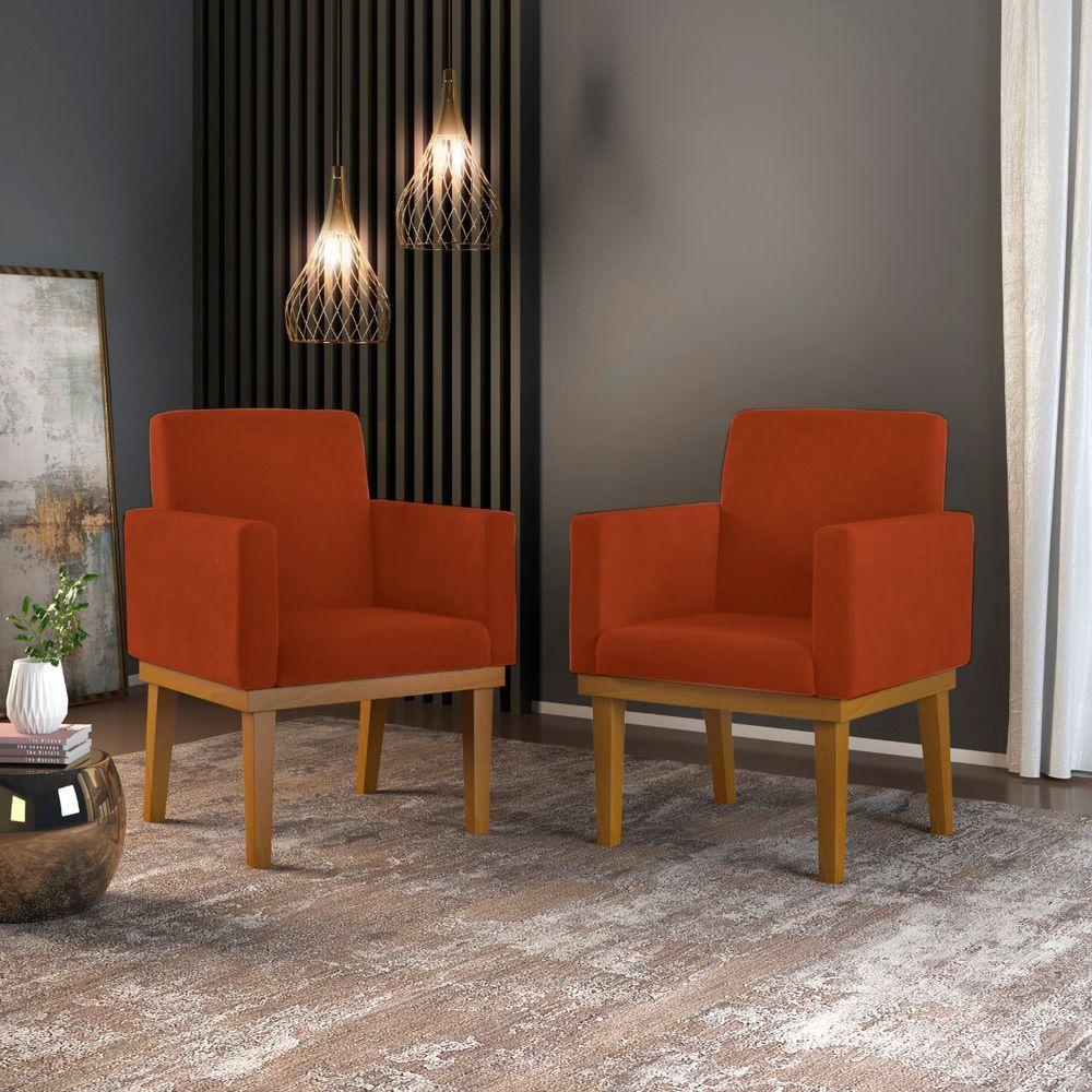 Kit 02 Poltronas Reforçadas Brasil Decoração Terracota - 1