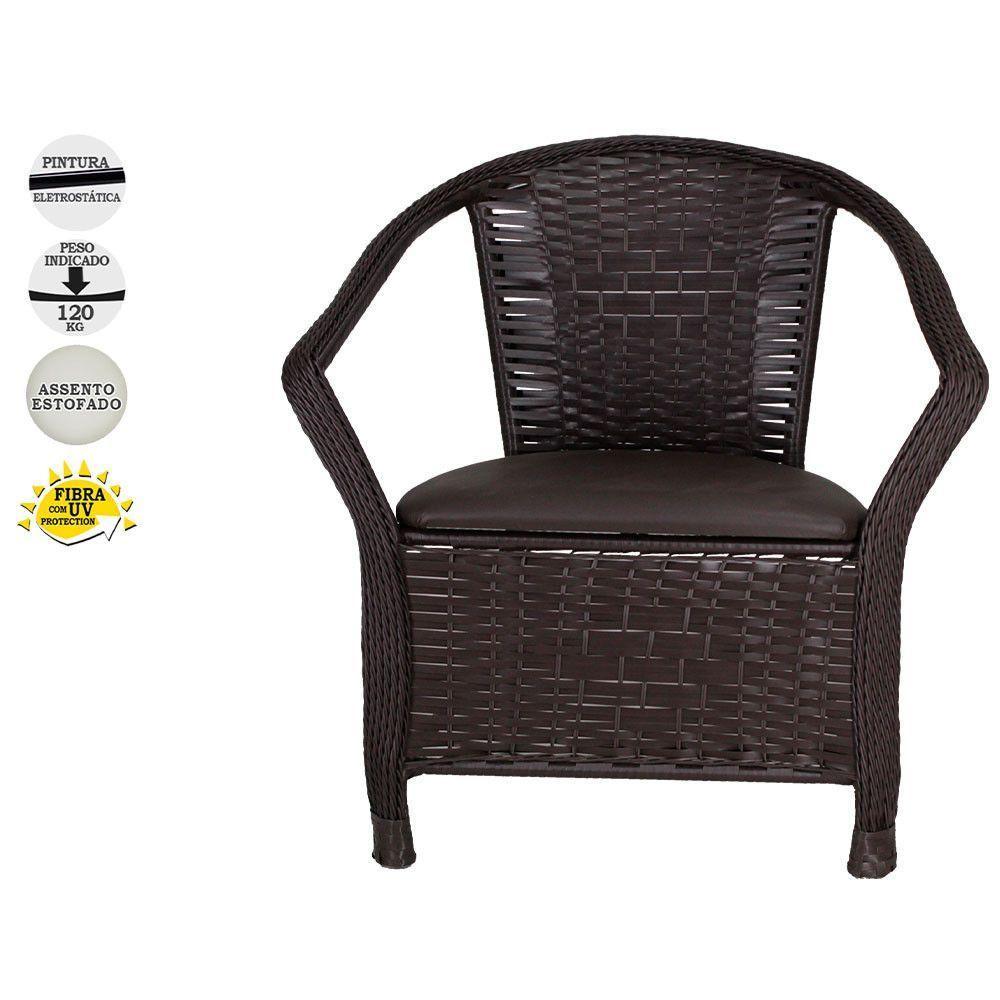 Kit 3 Poltrona Navegantes Fibra Sintética Tabaco Com Marrom - 2