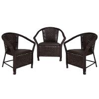 Kit 3 Poltrona Navegantes Fibra Sintética Tabaco Com Marrom - 1