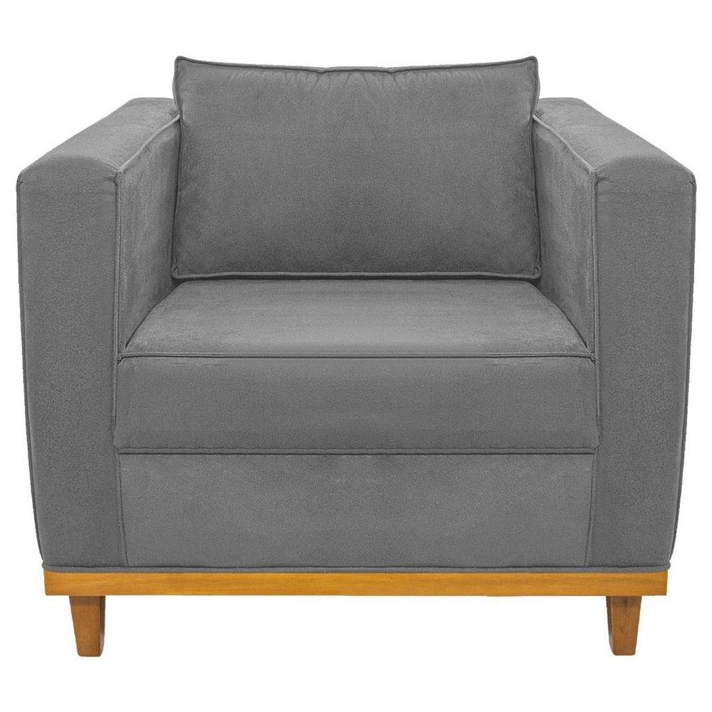 Kit Sofá 2 Lugares 2 Poltronas Europa Suede Cinza - 2