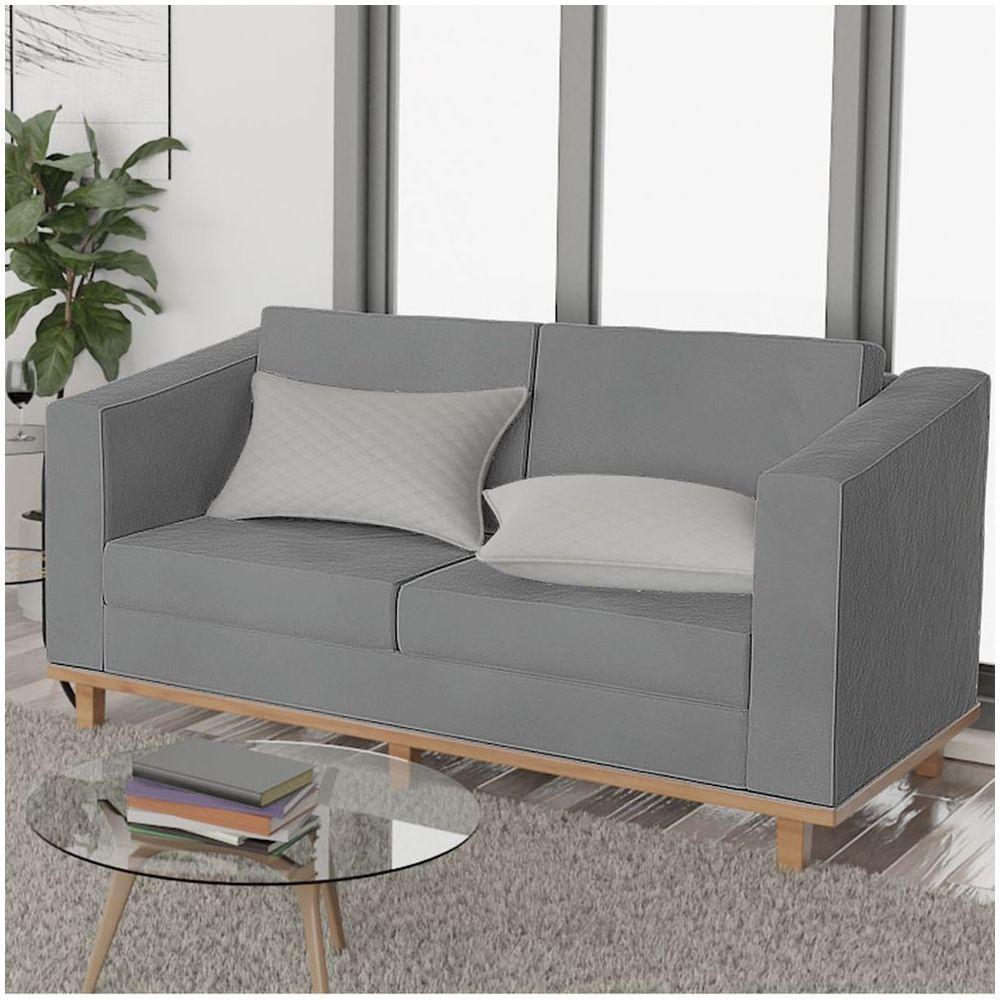 Kit Sofá 2 Lugares 2 Poltronas Europa Suede Cinza - 5