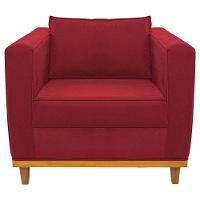 Kit Sofá 2 Lugares Poltrona Europa Suede Vermelho - 3