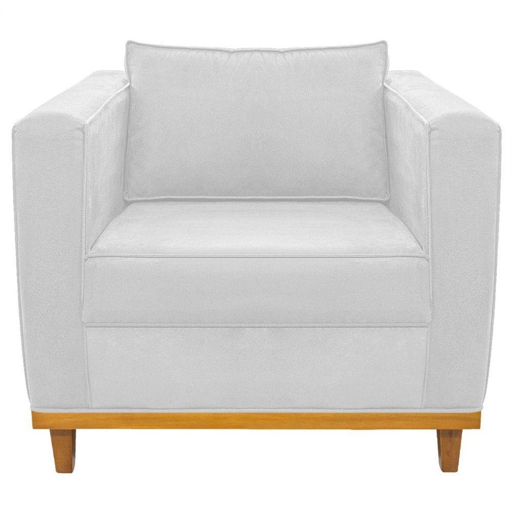 Kit Sofá 2 Lugares Poltrona Europa Suede Branco - 3