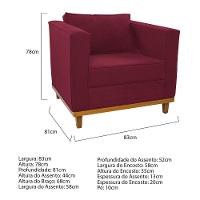 Kit Sofá 2 Lugares 2 Poltronas Europa Suede Bordô - 3