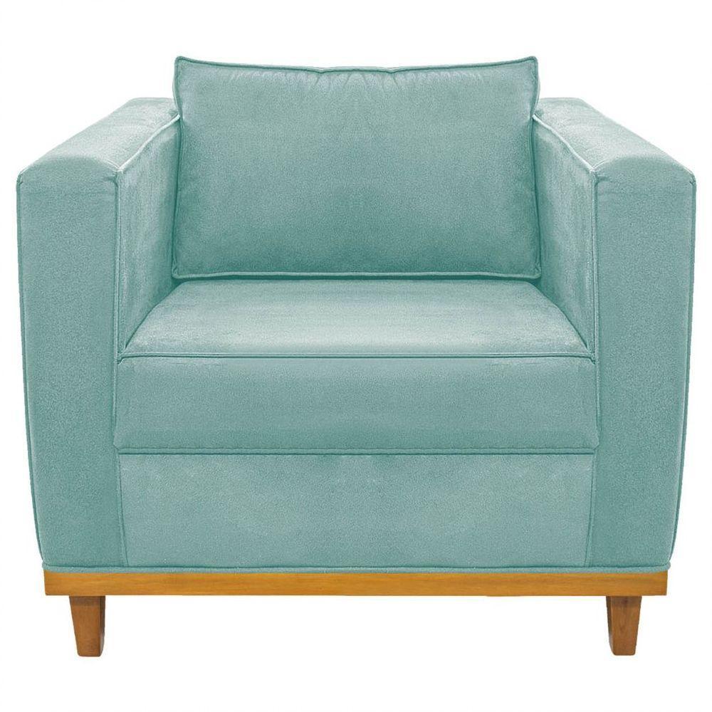 Kit Sofá 2 Lugares 2 Poltronas Europa Suede Azul Tiffany - 2