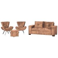 Conjunto Capri Sofa 3 Lugares 2 Poltronas Riad E Puff Finezzi Capuccino - 1