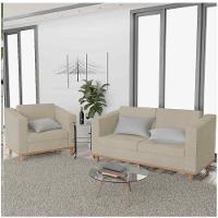 Kit Sofá 2 Lugares Poltrona Europa Corano Bege - 6