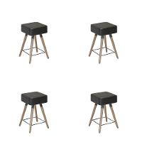 Conjunto 4 Bancos Banqueta Rio Tecido Sintético Preto - 1