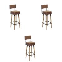 Conjunto 3 Banquetas Barcelona Tecido Sintético Café - 1