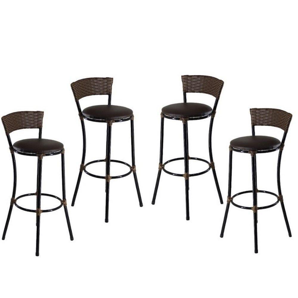Kit 4 Banquetas Altas Forts Fibra Aço Acesse Argila Marrom - 1