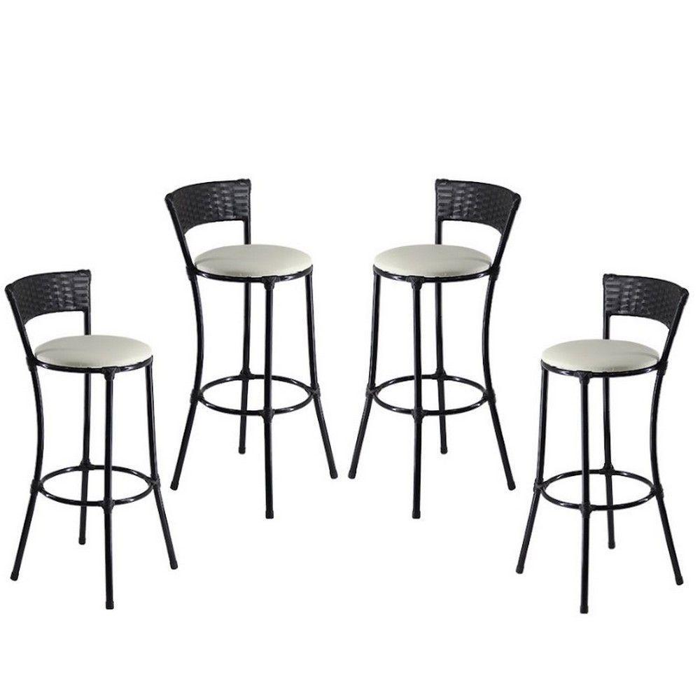4 Banquetas Altas Forts Fibra Aço Acesse Preto Branco Gelo - 1