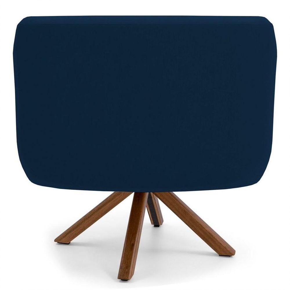 Poltrona Decorativa Giratória Base Giromad Madeira Jade B-304 Veludo Azul Marinho - Domi - 3