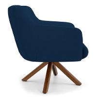 Poltrona Decorativa Giratória Base Giromad Madeira Jade B-304 Veludo Azul Marinho - Domi