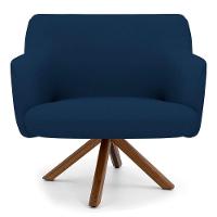 Poltrona Decorativa Giratória Base Giromad Madeira Jade B-304 Veludo Azul Marinho - Domi - 5