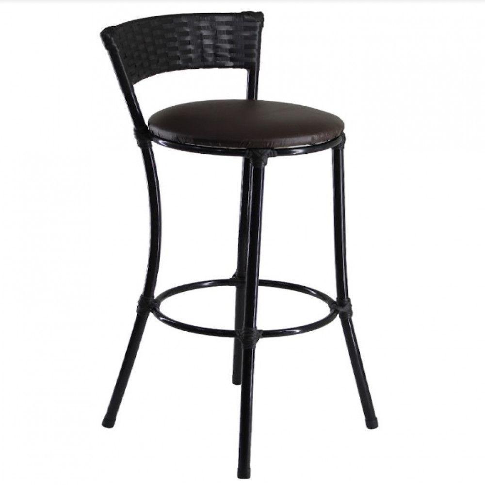 Kit 4 Banquetas Altas Forts Fibra Aço Acesse Preto Marrom - 2