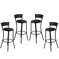 Kit 4 Banquetas Altas Forts Fibra Aço Acesse Preto Marrom - 1