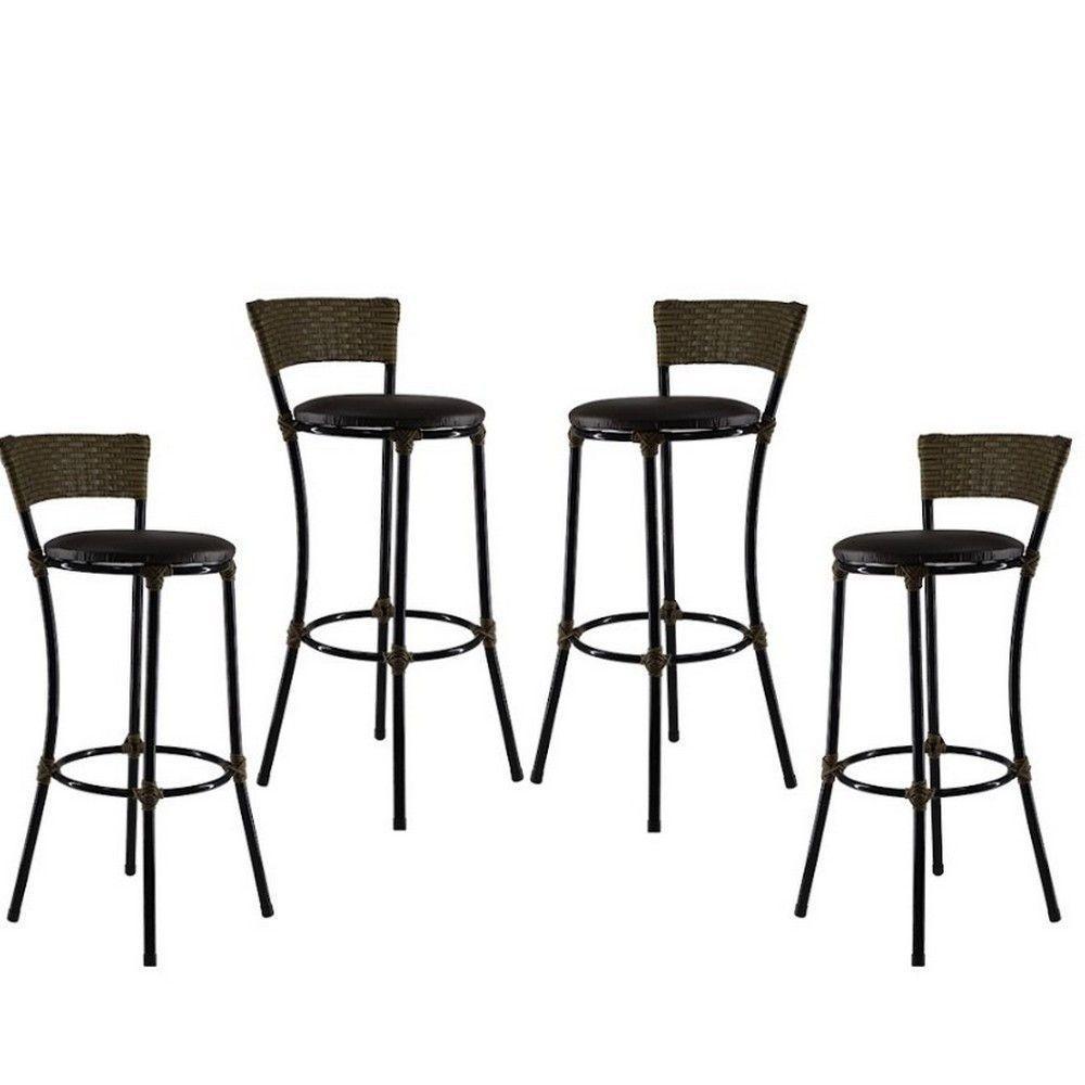 Kit 4 Banquetas Altas Forts Fibra Acesse Móveis Pequi Marrom - 1