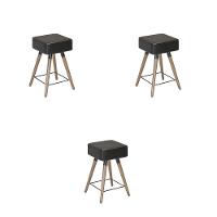 Conjunto 3 Bancos Banqueta Rio Tecido Sintético Preto - 1