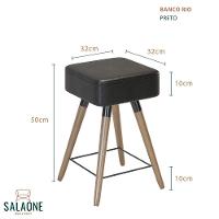 Conjunto 3 Bancos Banqueta Rio Tecido Sintético Preto - 2