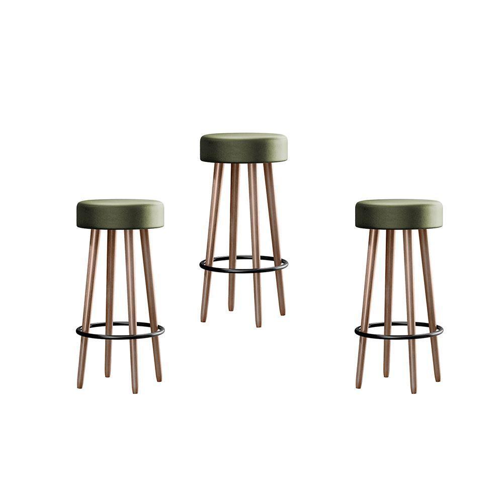 Conjunto 3 Banquetas Berlin Tecido Sintético Verde - 1
