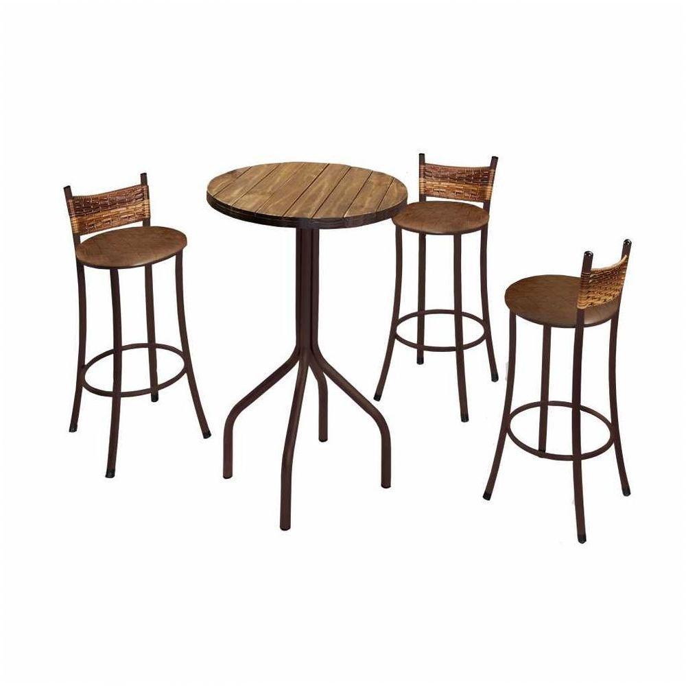 Conjunto Mesa Bistrô Tampo Madeira Com 3 Banquetas Bm Tubulares - 2