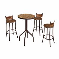 Conjunto Mesa Bistrô Tampo Madeira Com 3 Banquetas Bm Tubulares - 1