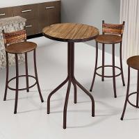 Conjunto Mesa Bistrô Tampo Madeira Com 3 Banquetas Bm Tubulares - 10