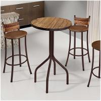 Conjunto Mesa Bistrô Tampo Madeira Com 3 Banquetas Bm Tubulares - 13