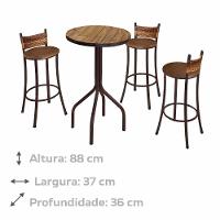 Conjunto Mesa Bistrô Tampo Madeira Com 3 Banquetas Bm Tubulares - 16