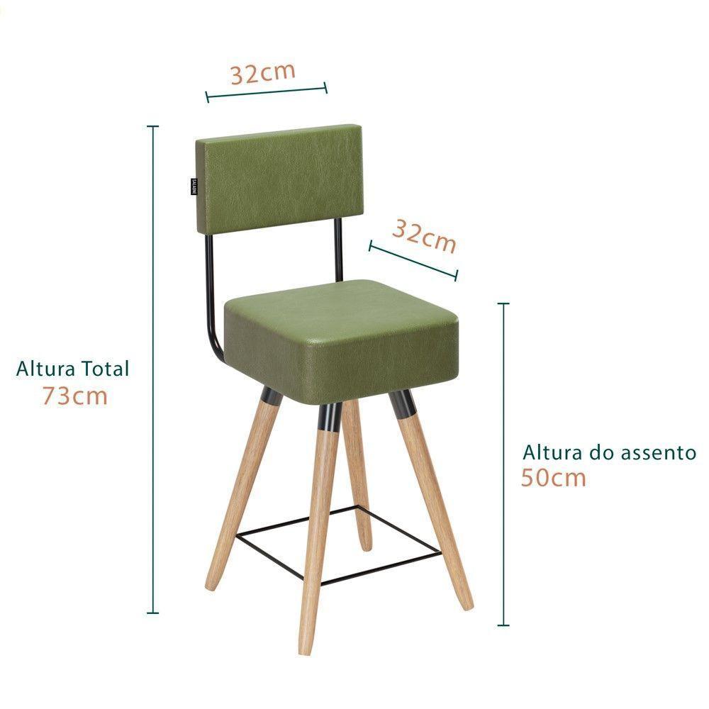 Kit 02 Banquetas 73Cm C/ Encosto Corano Verde - 4