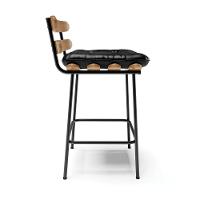 Kit 02 Banquetas Costela Corano Base Metálica Preto Preto - 6