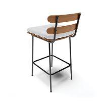 Kit 04 Banquetas Costela Corano Branco Base Metálica Preto - 5