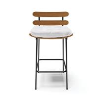 Kit 04 Banquetas Costela Corano Branco Base Metálica Preto - 7