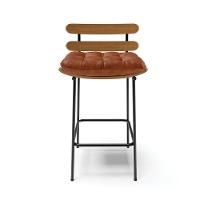 Kit 02 Banquetas Costela Corano Base Metálica Preto Nozes - 7