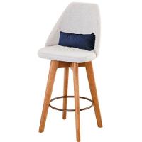 Kit 08 Banquetas Linho Bege E Almofada Suede Azul Marinho - 5