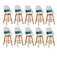 Kit 10 Banquetas Bege Claro E Almofada Corino Azul Turquesa - 1