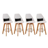 Kit 04 Banquetas Bege Claro E Almofada Corino Preto - 1