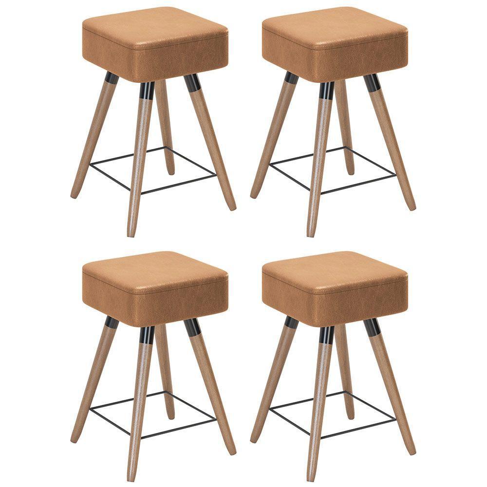 Kit 04 Banquetas Baixas 50x32cm Com Pés Palito Amarula - 1