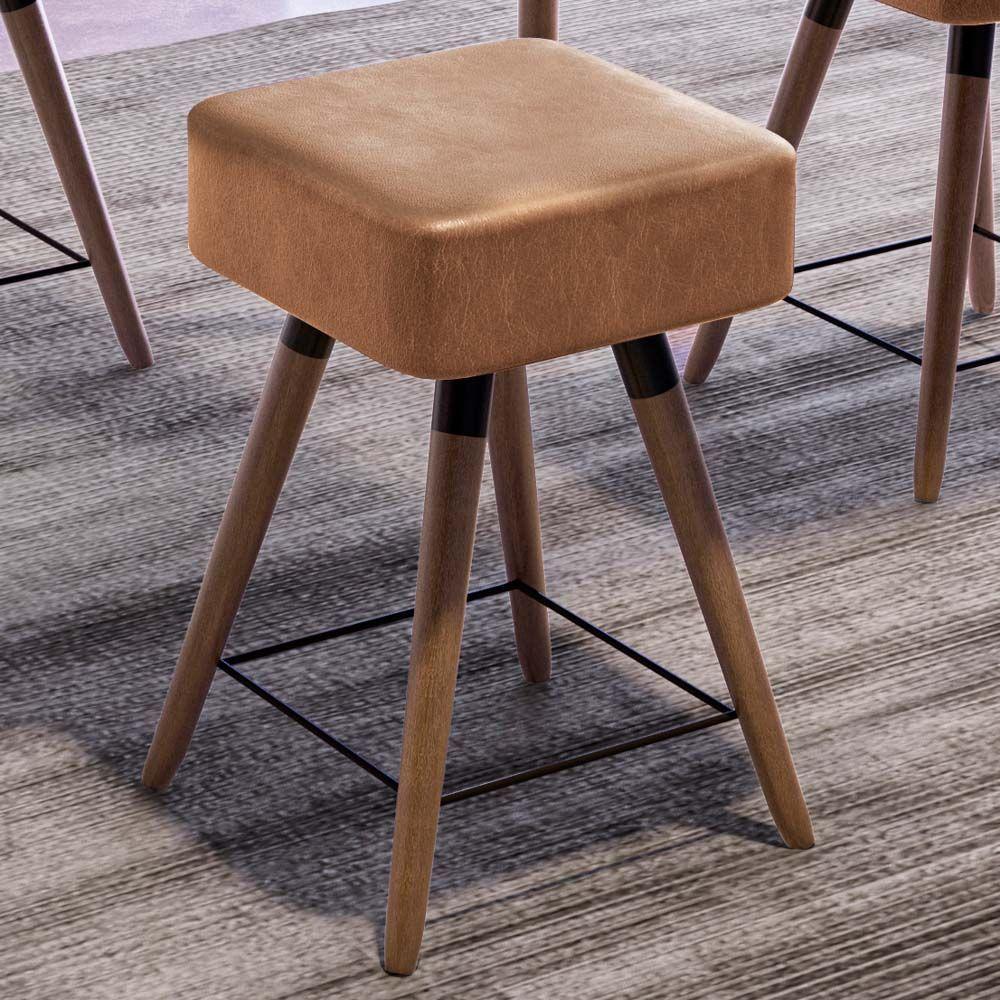 Kit 04 Banquetas Baixas 50x32cm Com Pés Palito Amarula - 4