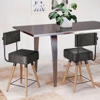 Kit 05 Banquetas Cadeiras 73cm Com Encosto Corano Preto - 7